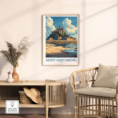 Mont Saint-Michel Poster displayed in a stylish living room setting.