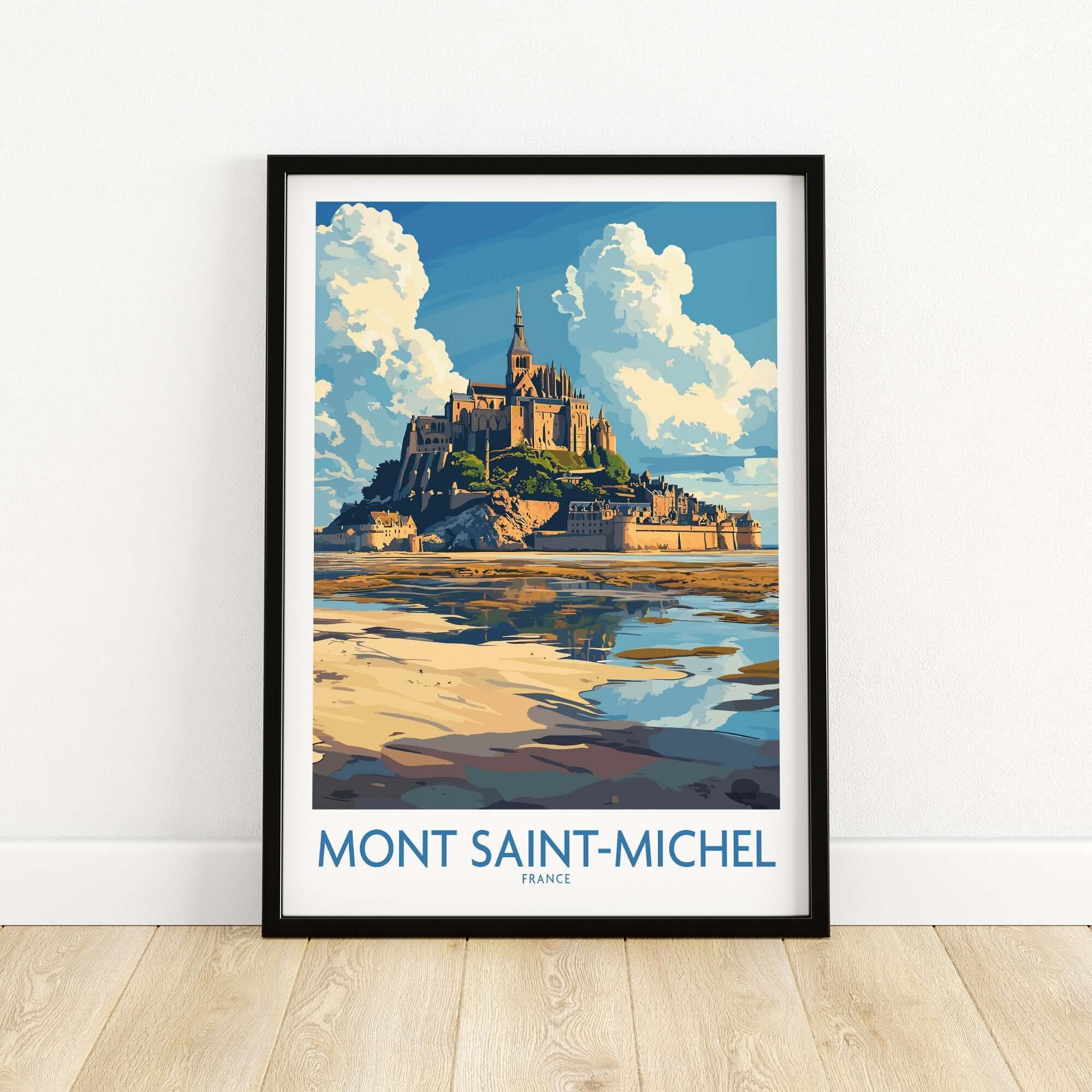 Mont Saint-Michel Poster featuring a vibrant illustration of the iconic landmark in France.