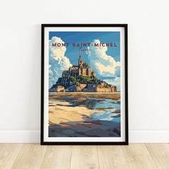 Mont Saint-Michel Wall Art Print featuring a picturesque depiction of the iconic French landmark.
