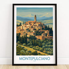 Montepulciano Italy Canvas Print | Traditional Italian Village Poster showcasing Tuscan landscape and medieval architecture.