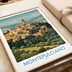 Montepulciano Italy Canvas Print | Traditional Italian Village Poster showcasing a picturesque Tuscan village.