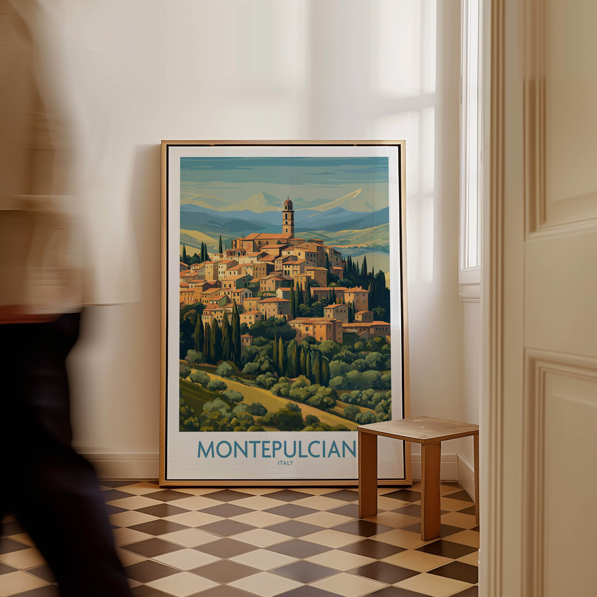 Montepulciano Italy Canvas Print | Traditional Italian Village Poster showcasing a picturesque medieval Italian landscape.