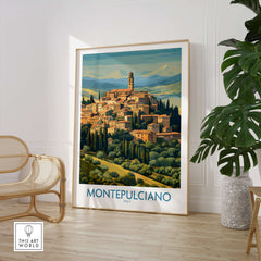 Montepulciano Italy Canvas Print | Traditional Italian Village Poster featuring terracotta rooftops and Tuscan landscape.