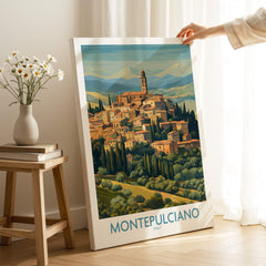 Montepulciano Italy Canvas Print | Traditional Italian Village Poster showcasing medieval architecture and landscape.