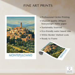 Montepulciano Italy Canvas Print | Traditional Italian Village Poster showcasing scenic town and landscape.