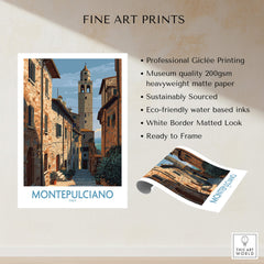 Montepulciano Italy Poster | Tuscany Canvas Print featuring a picturesque hilltop view.