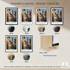 Montepulciano Italy Poster | Tuscany Canvas Print options with different frame colors, showcasing the beauty of Tuscany.