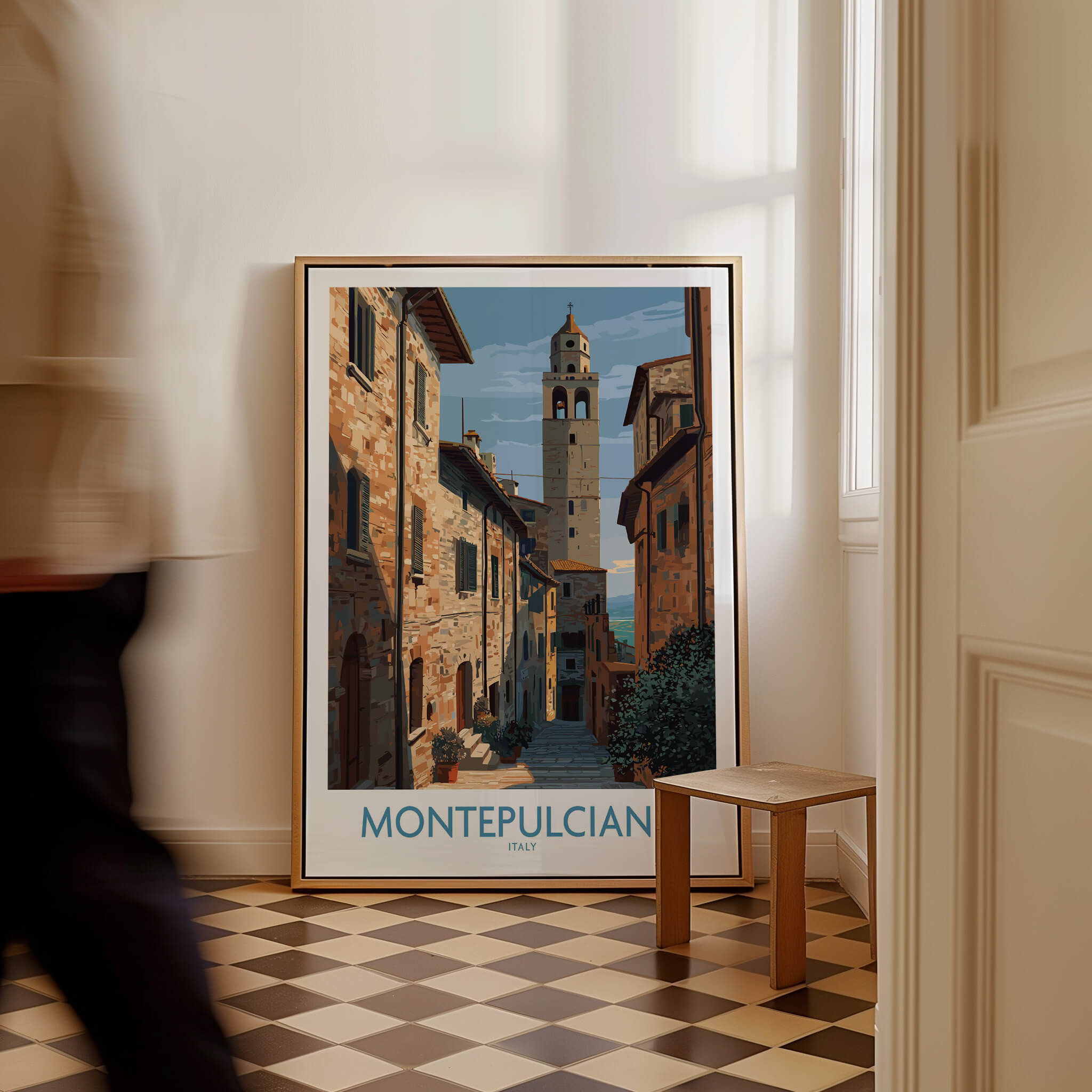 Montepulciano Italy Poster | Tuscany Canvas Print featuring a scenic view of Montepulciano's historic architecture.