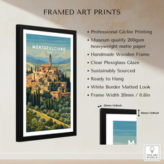 Montepulciano Italy Travel Poster | Tuscany Wall Art Print featuring framed art prints with professional Giclée printing.