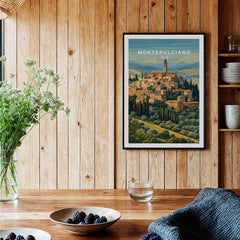 Montepulciano Italy Travel Poster | Tuscany Wall Art Print showcasing Tuscan landscape and architecture.