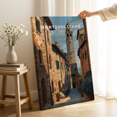 Montepulciano Tuscany Wall Art Print | Historic Italy Street Scene Travel Poster featuring charming medieval streets.