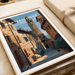 Montepulciano Tuscany Wall Art Print | Historic Italy Street Scene Travel Poster showcasing a charming Tuscan street.