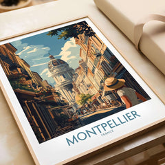 Montpellier Art Print showcasing vibrant streets and architecture of Montpellier, France.