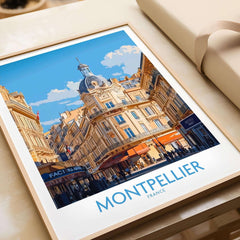 Montpellier Poster France featuring the vibrant architecture and skyline of Montpellier, France in a stunning wall art print.