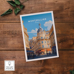 Montpellier Print France showcasing vibrant streets and architecture of Montpellier, perfect for home decor.