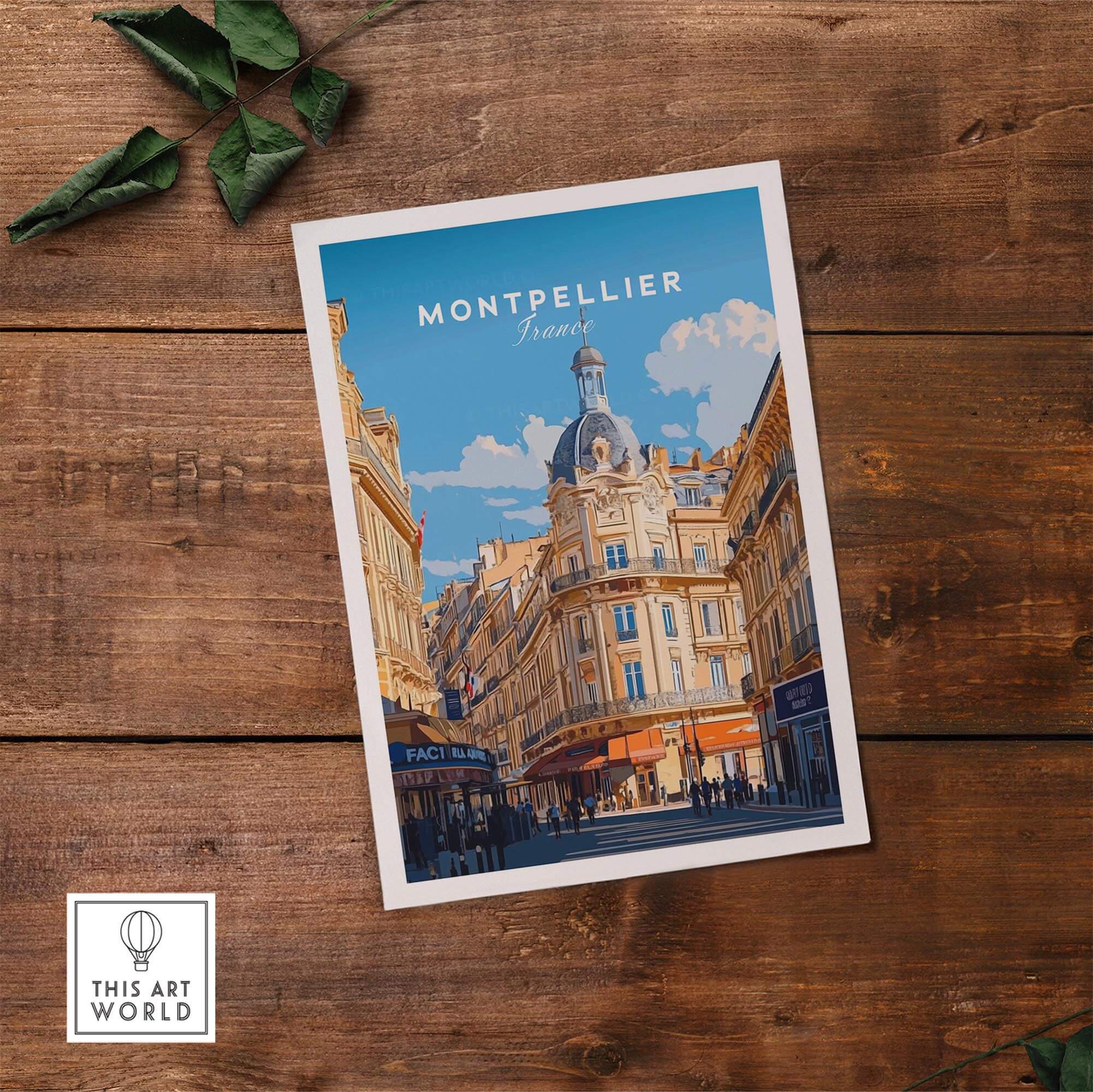 Montpellier Print France showcasing vibrant streets and architecture of Montpellier, perfect for home decor.