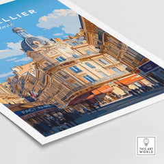 Montpellier Print France showcasing charming architecture and vibrant colors of Montpellier's streets.