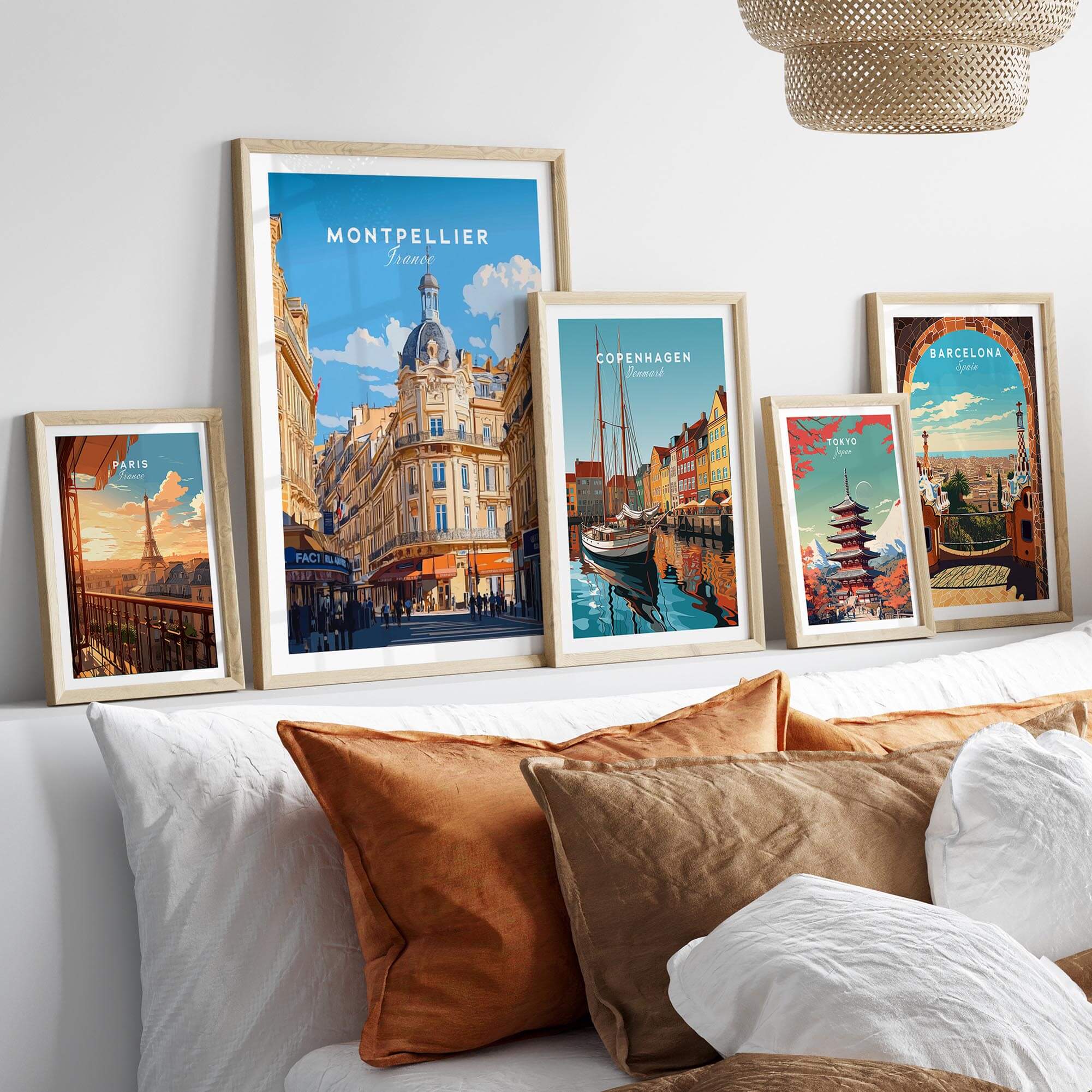 Montpellier Print France, vibrant framed art prints showcasing beautiful cityscapes and landmarks.