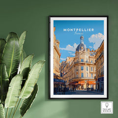 Montpellier Print France featuring vibrant architecture and a charming street scene in Montpellier.