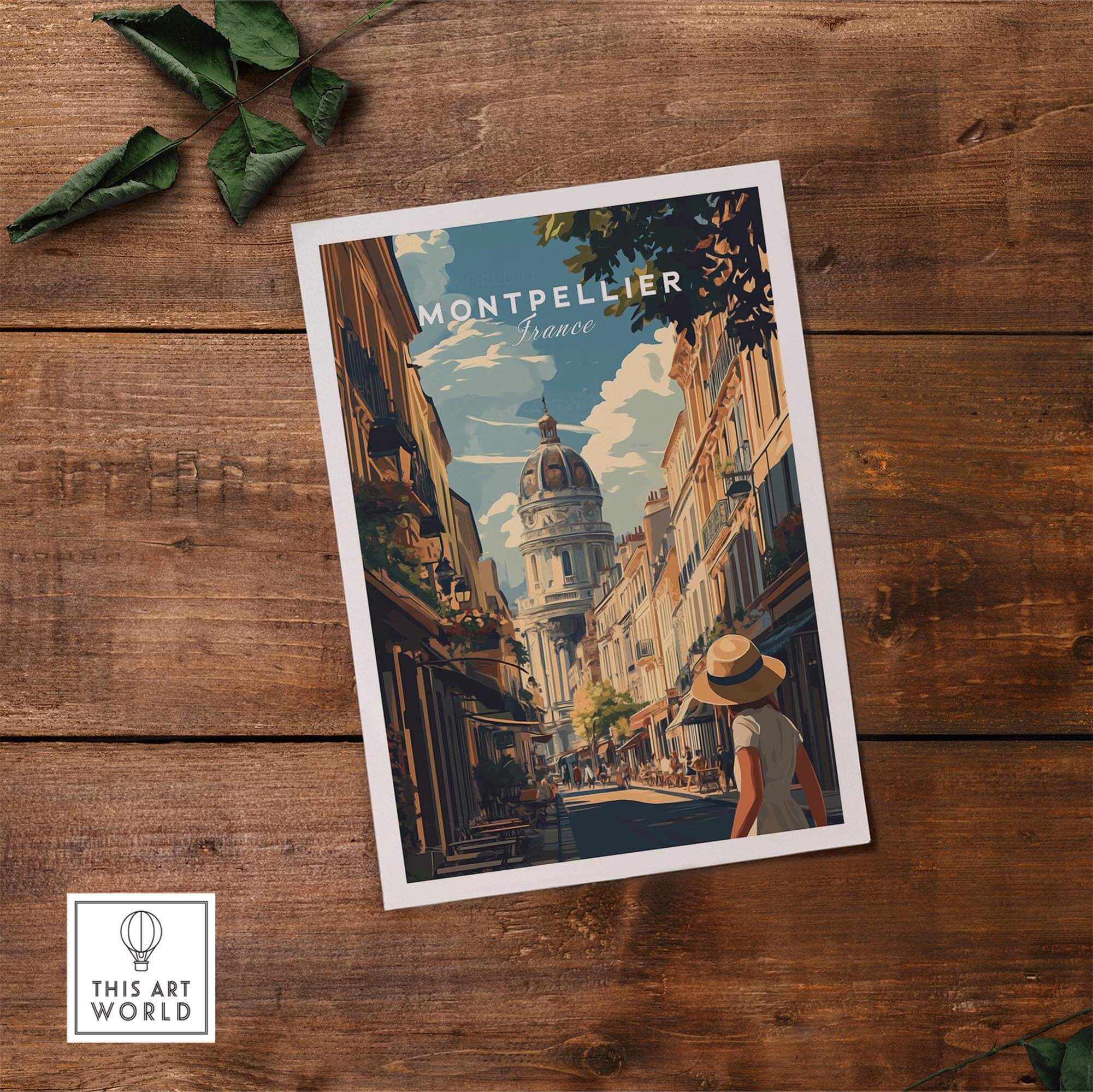 Montpellier Wall Art featuring a picturesque street scene in France, showcasing vibrant colors and captivating details.