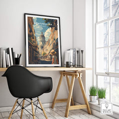 Montpellier Wall Art featuring a vibrant street scene, perfect for enhancing home decor and adding sophistication.