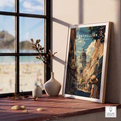 Montpellier Wall Art featuring vibrant colors and intricate details in a stylish living space.