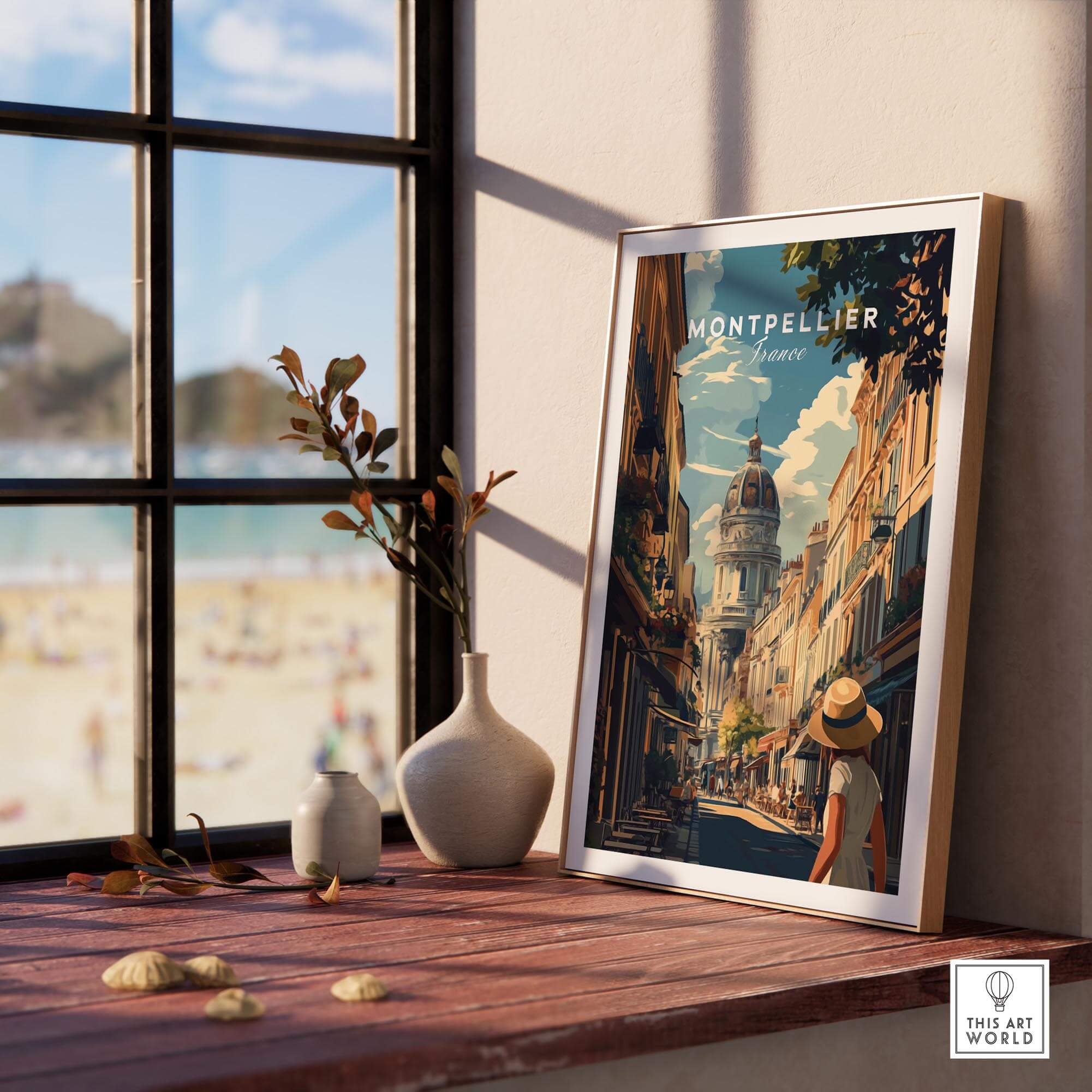 Montpellier Wall Art featuring vibrant colors and intricate details in a stylish living space.