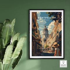 Montpellier Wall Art showcasing a vibrant street scene in France with intricate details and colors.