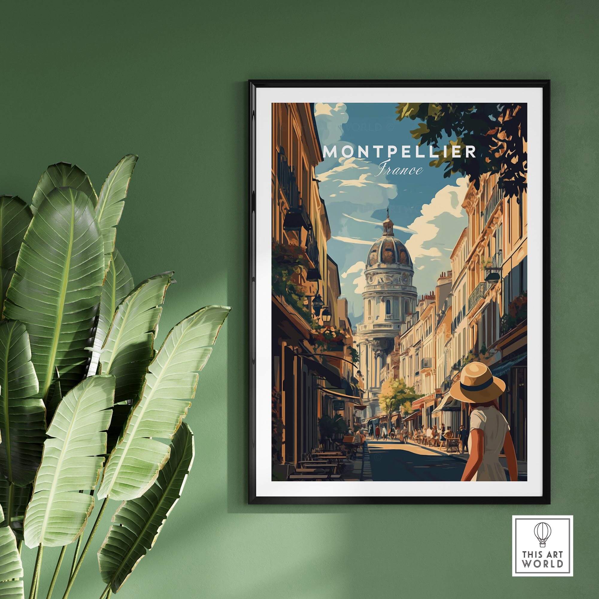 Montpellier Wall Art showcasing a vibrant street scene in France with intricate details and colors.