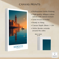 Morocco Poster | North African Cityscape Sunset Canvas Print showcasing professional Giclée printing and high-quality materials.