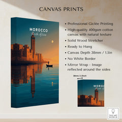 Morocco North Africa Wall Art Print | Mosque & Minaret Travel Poster showcasing a stunning canvas print with vibrant colors.
