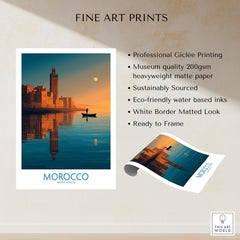Morocco Poster | North African Cityscape Sunset Canvas Print featuring professional Giclée printing and museum quality paper.