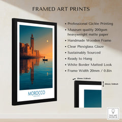 Morocco Poster | North African Cityscape Sunset Canvas Print in a stylish frame with professional giclée printing.
