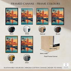 Morocco North Africa Travel Poster | Coastal Harbour Scene Wall Art Print with various frame colour options.