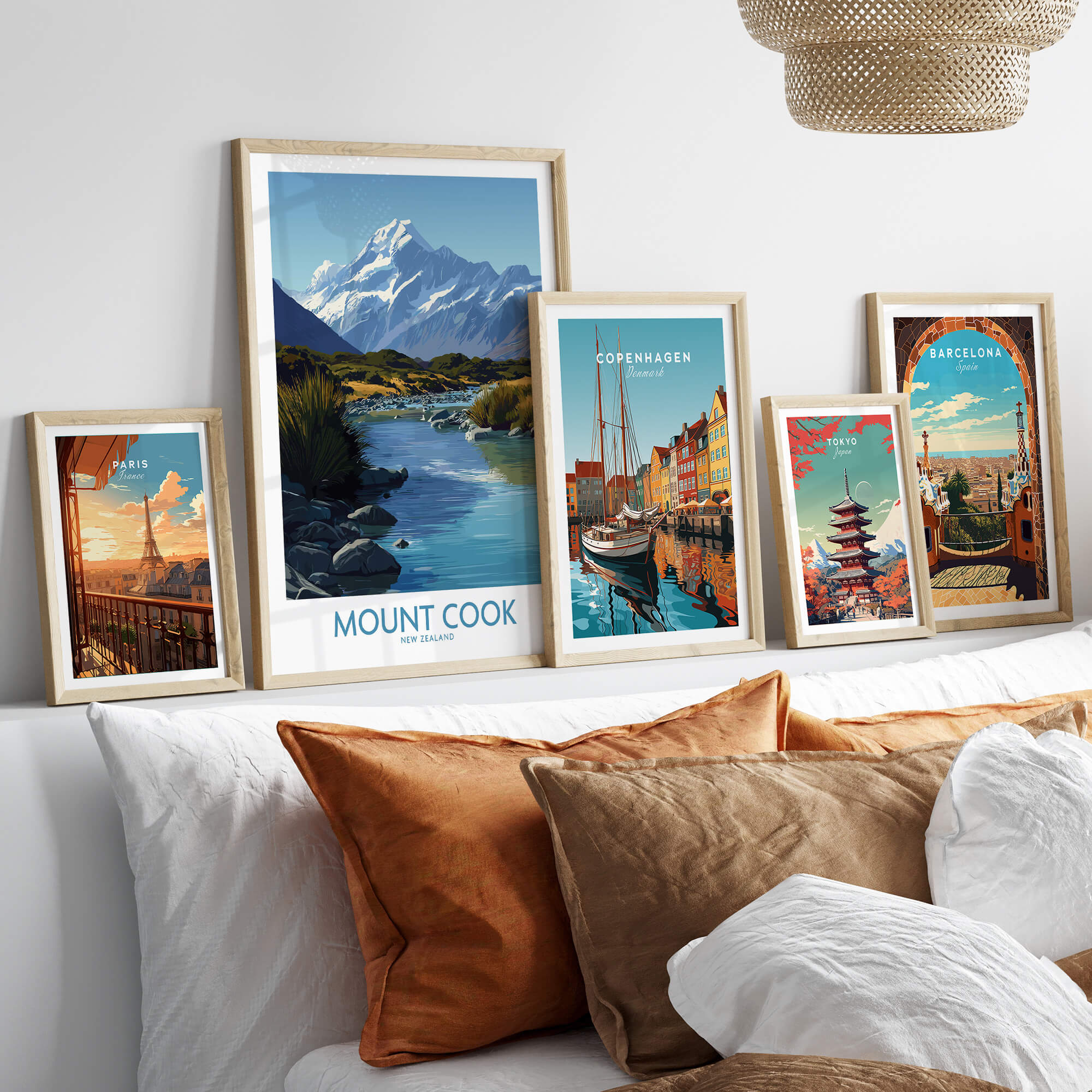 Mount Cook New Zealand Canvas Print | Scenic Alpine Landscape Poster displayed on a stylish wall gallery.