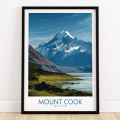 Mount Cook New Zealand Poster | Southern Alps Nature Scene Canvas Print featuring a majestic mountain landscape