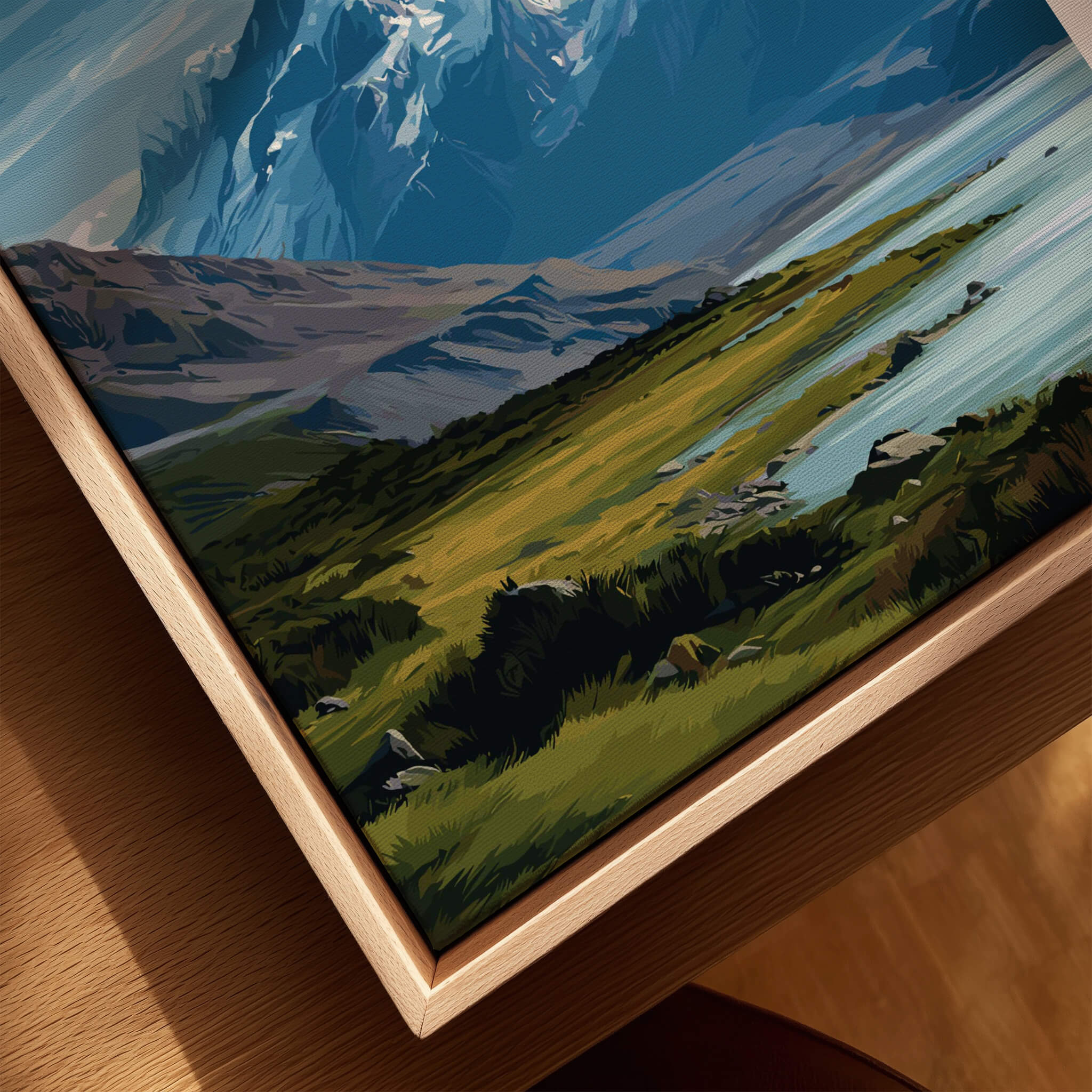 Mount Cook New Zealand Wall Art Print | Snow Capped Summit Travel Poster showcasing stunning alpine landscape.