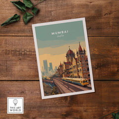 Mumbai India Chhatrapati Shivaji Terminus Poster - Historic Train Station Art Print featuring iconic architecture.
