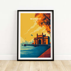 Mumbai India Gateway of India Dusk Poster - Vibrant City Landmark Print showcasing the iconic landmark in colorful art.