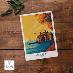 Mumbai India Golden Hour Archway Wall Art - Famous Indian Monument, showcasing the Gateway of India in vibrant colors.