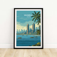 Mumbai India Marine Drive Palm Trees Print - Coastal City Wall Art