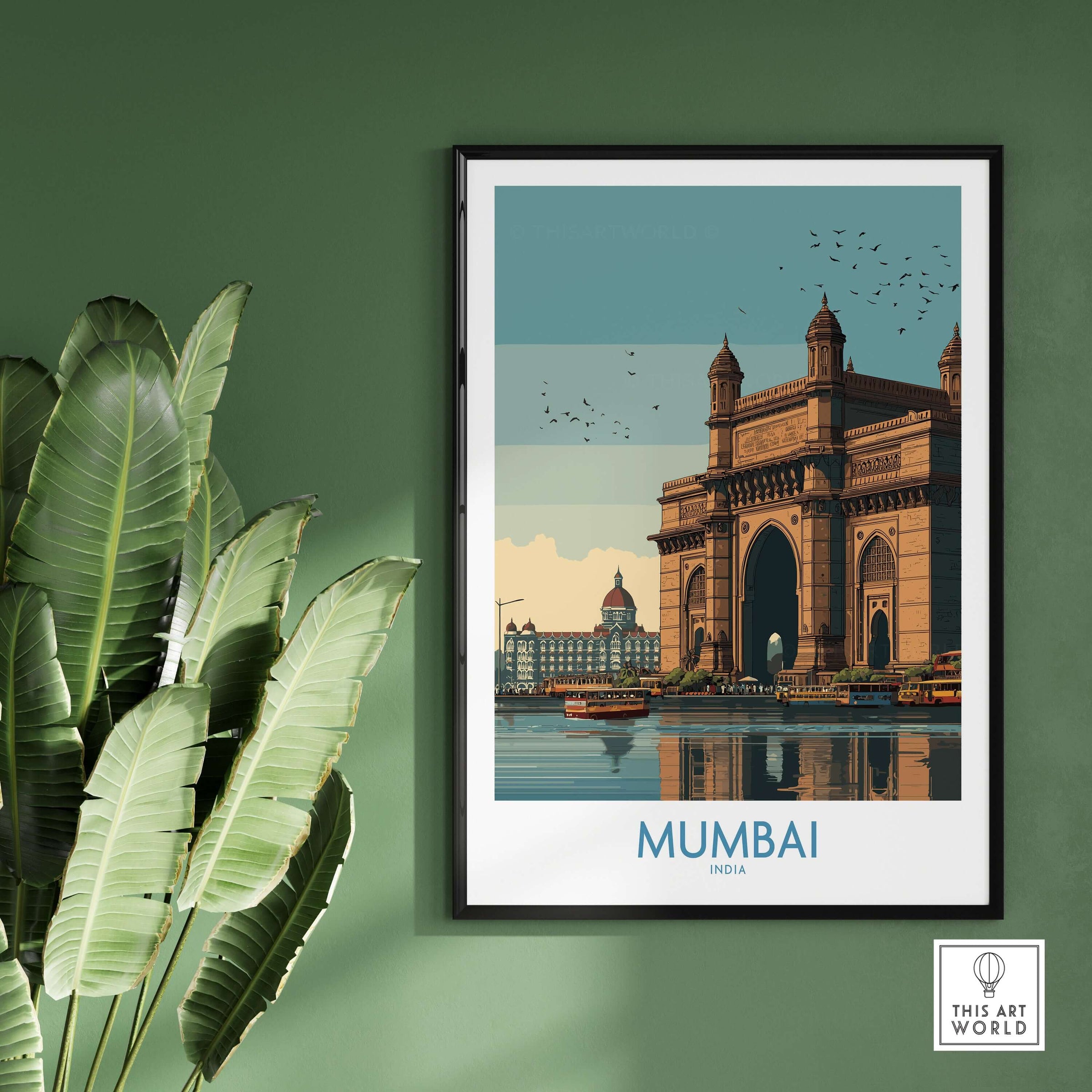 Mumbai India Travel Print - Gateway to India artwork featuring the Gateway of India landmark.