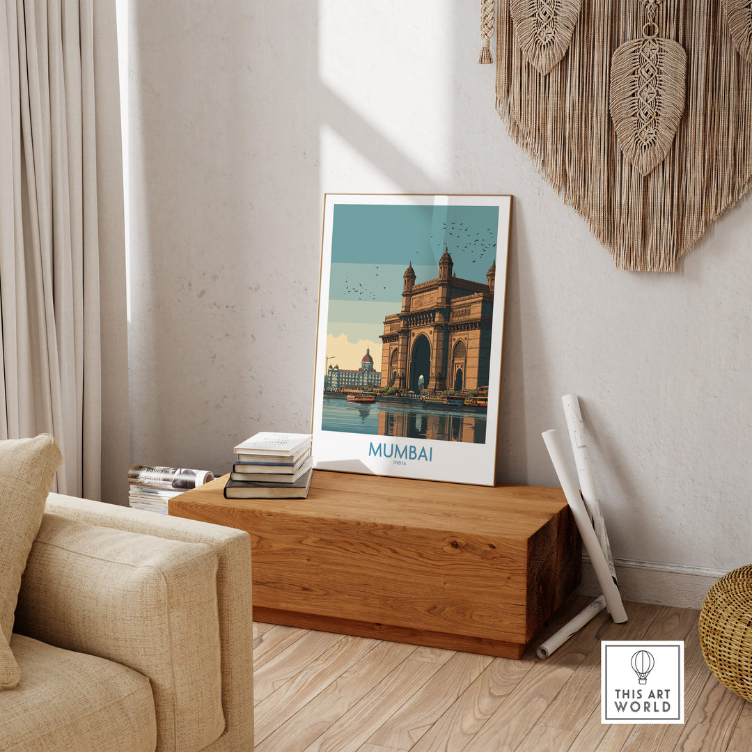 Mumbai travel print featuring the iconic Gateway of India, perfect for home decor and cultural enthusiasts.