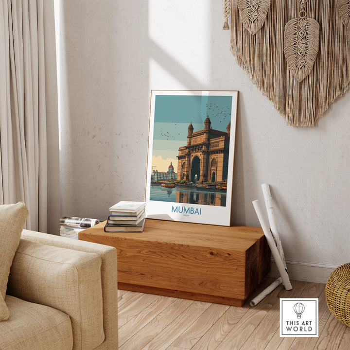 Mumbai travel print featuring the iconic Gateway of India, perfect for home decor and cultural enthusiasts.
