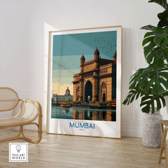 Mumbai India Travel Print - Gateway to India showcasing the iconic Gateway of India in a stylish interior setting.