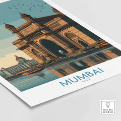 Mumbai India Travel Print - Gateway to India, showcasing the iconic Gateway of India in a stunning design.