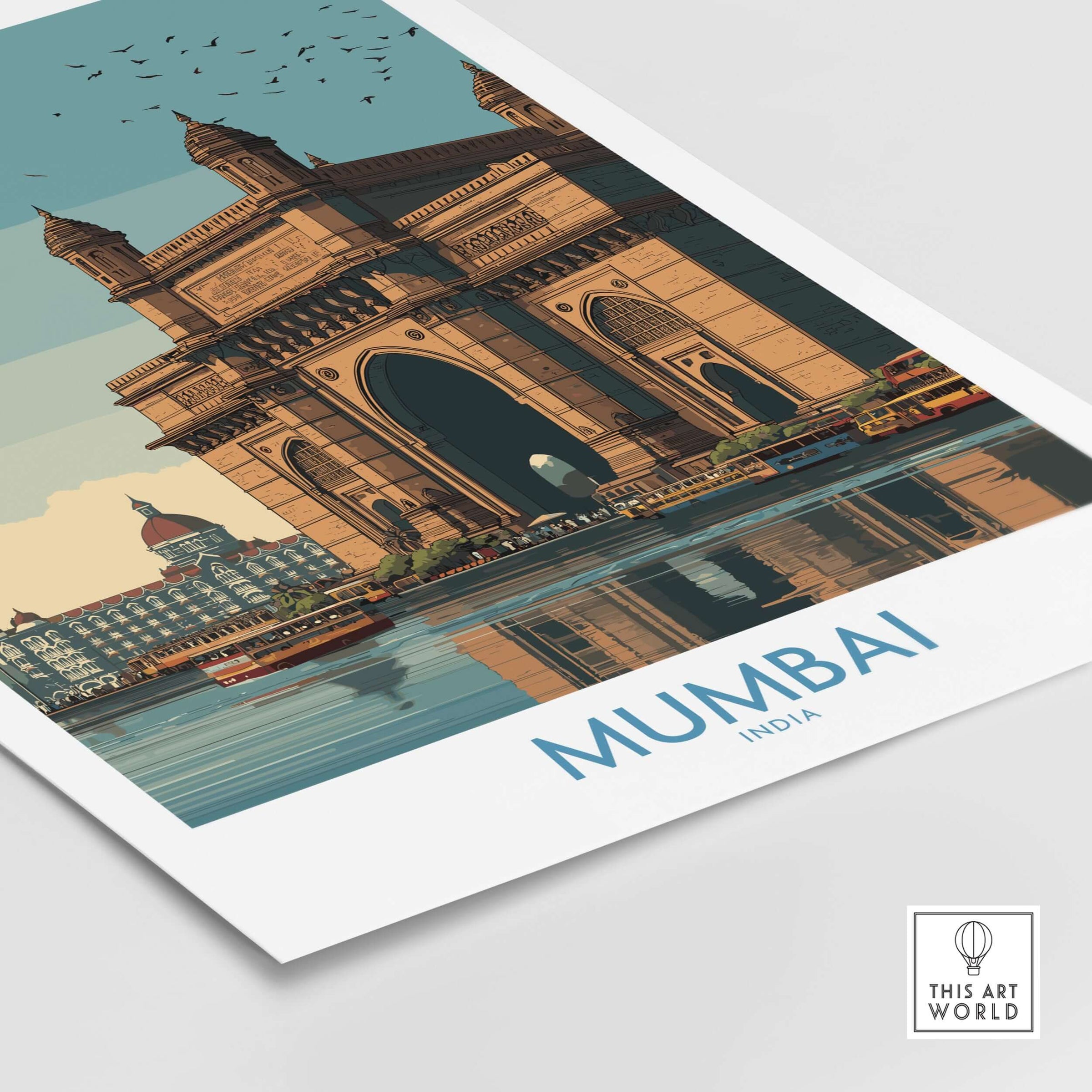 Mumbai India Travel Print - Gateway to India, showcasing the iconic Gateway of India in a stunning design.