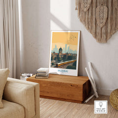 Mumbai India Wall Art - Urban India Travel Decor featuring a vibrant cityscape and urban charm.