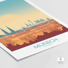 Munich Print Germany vibrant art print showcasing the skyline and culture of Munich, Germany, ideal for home or office decor.