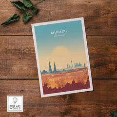 Munich Wall Art depicting a vibrant skyline of Munich, Germany in an elegant design.